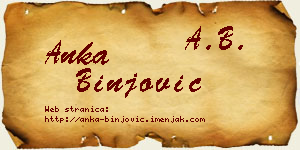 Anka Binjović vizit kartica